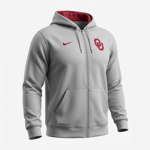 Nike Other - Nike Oklahoma Sooners Therma-FIT Full Zip Hoodie Mens XL Grey OU 27897X-OK4
